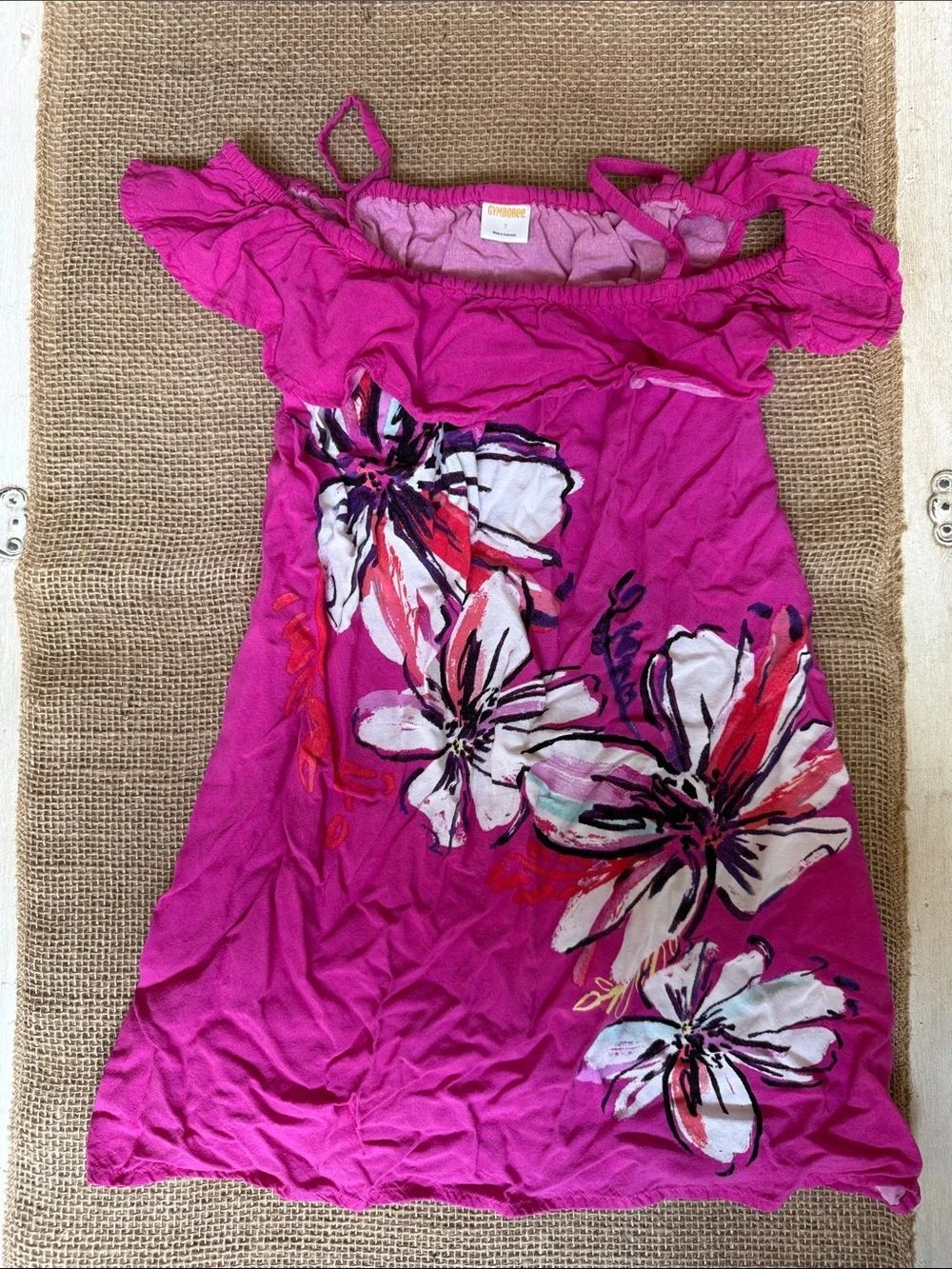 GymboreeβHot Pink Floral Off-Shoulder Kids Dress